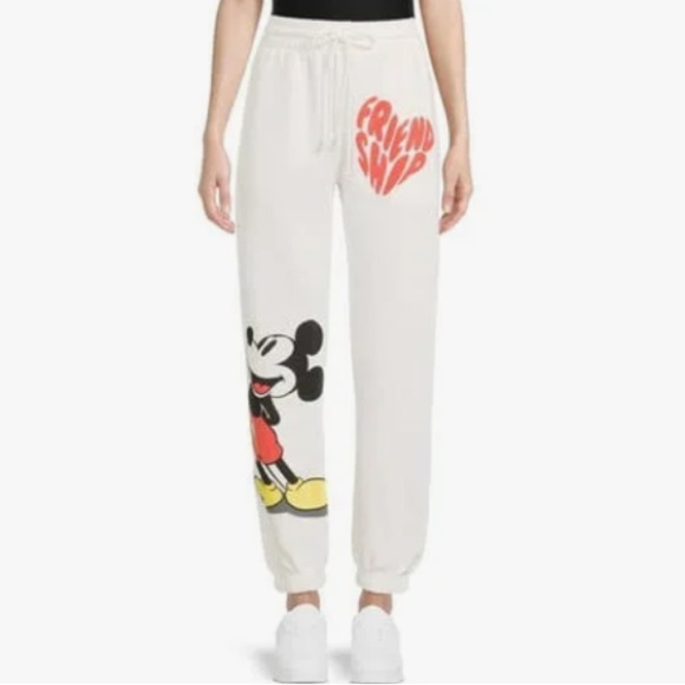 Disney teens Med White Mickey Mouse Friendship Joggers NWOT - Picture 1 of 5
